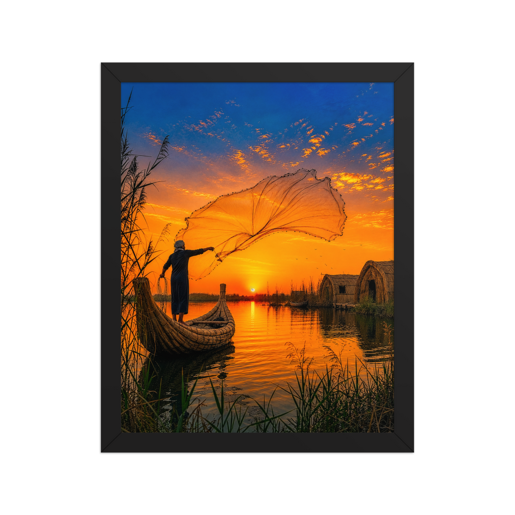 Southern Iraq Marshes Sunset Framed Poster