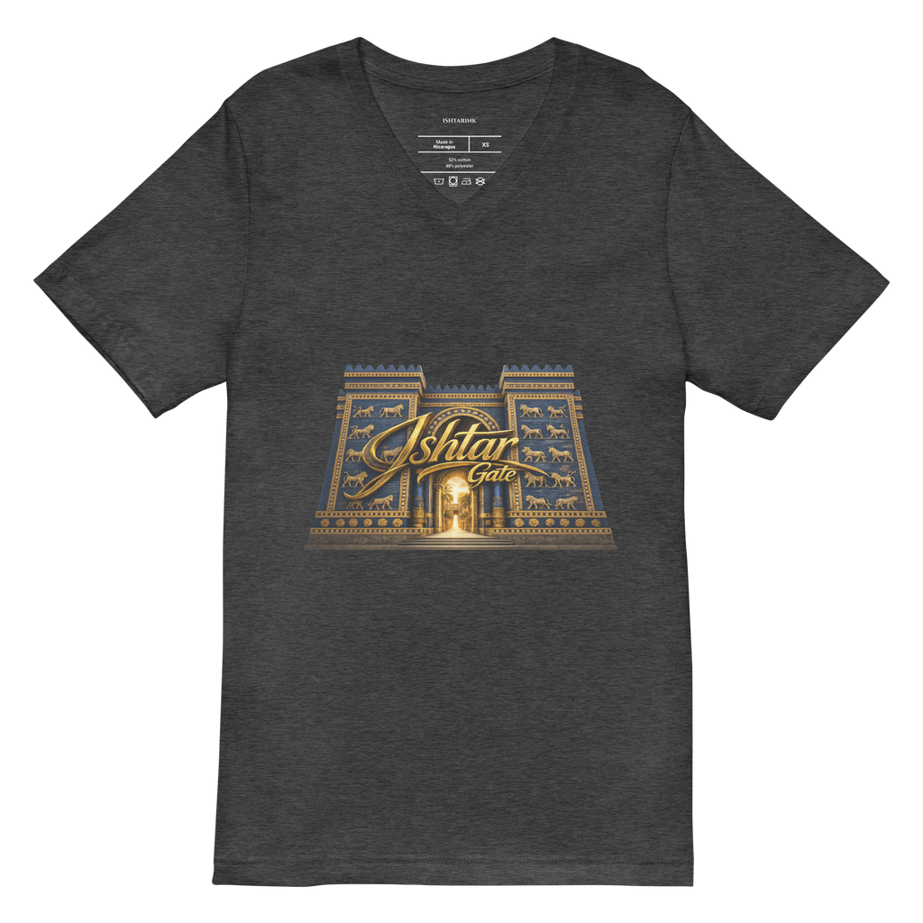 ISHTAR GATE DESIGN - Unisex Short Sleeve V-Neck T-Shirt - ISHTARINK