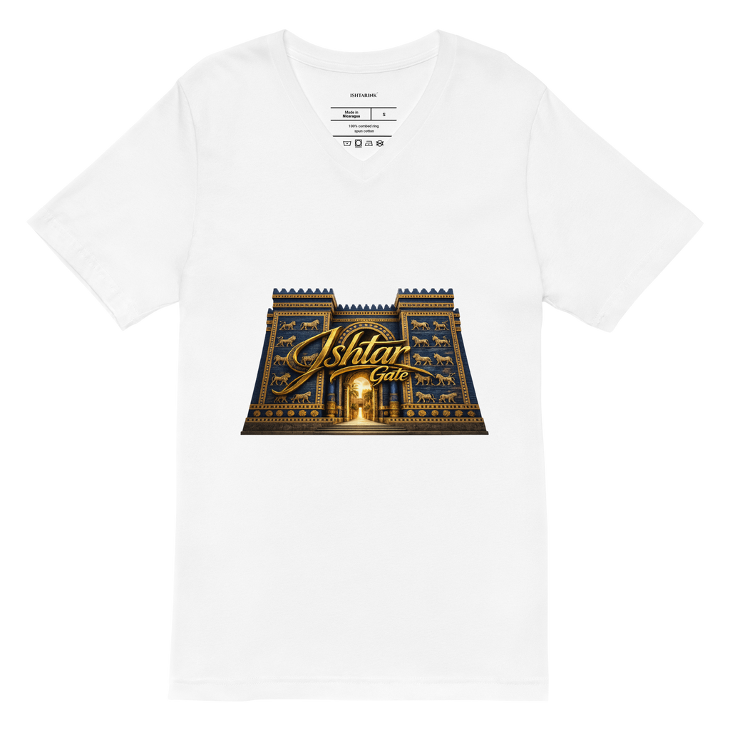 ISHTAR GATE DESIGN - Unisex Short Sleeve V-Neck T-Shirt